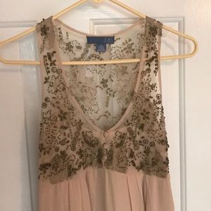 NWOT Anthropologie cocktail dress embroidered with gold